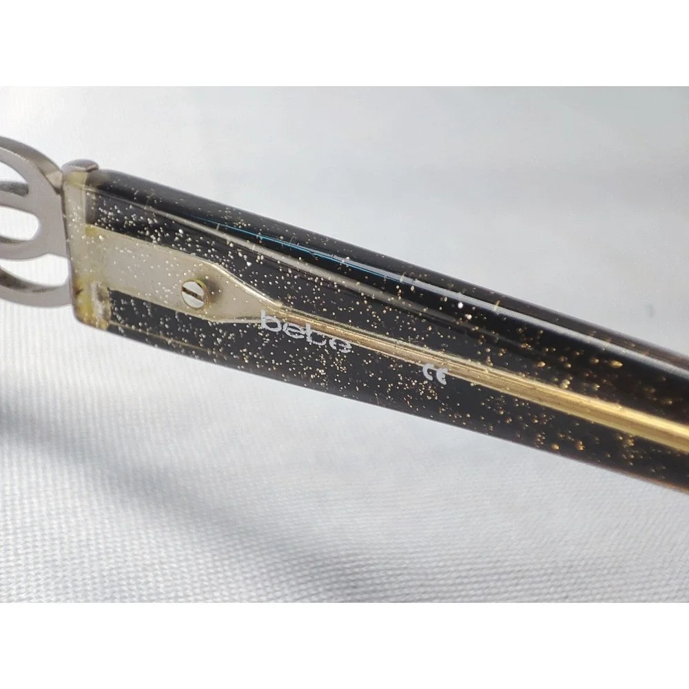 Bebe Academic BB5601 Jet Black Gold Glitter Women Eyeglass Frames 135